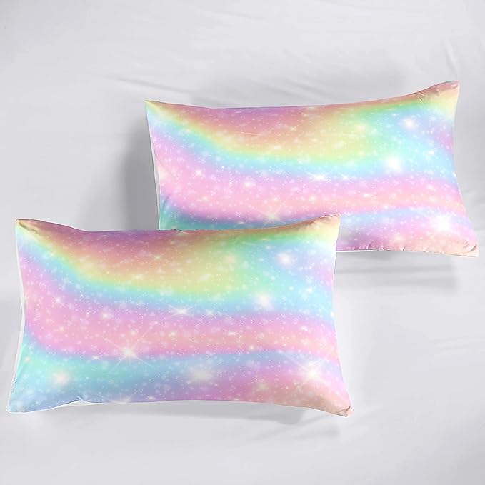 Kids Comforter Bedding Set 3 Piece Super Soft Breathable Print Kids Bedding Sets for Girls, Machine Washable Durable Comforter Set with Comforter with 2 Pillowcases(Twin, Gradient Color)