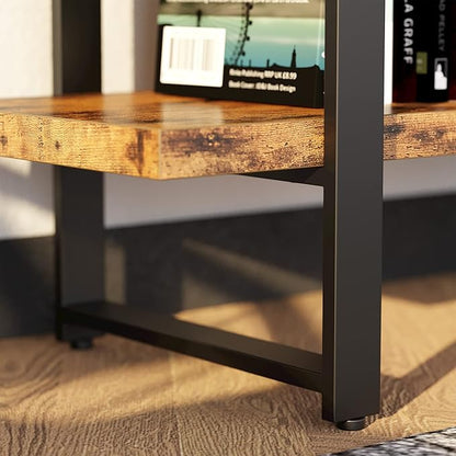 IRONCK Industrial Bookshelf and Bookcase Double Wide 5 Tier, Large Open Shelves, Wood and Metal Bookshelves for Home Office Furniture, Easy Assembly