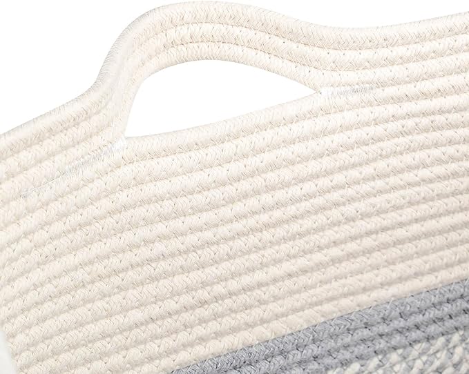 Rectangle Woven Baskets for Storage, Cotton Basket Large Blanket Basket, Laundry Nursery Rope Basket Living Room, Toy Storage Tall Laundry For Organizing, Large Baskets Clothes Collapsible