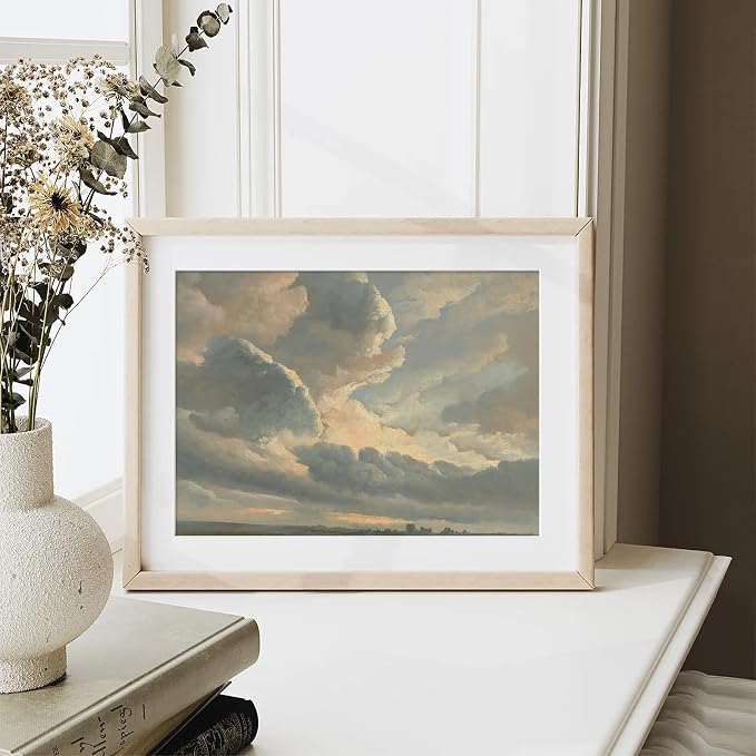 XOCUUI Unframed Canvas Wall Art Vintage Decor, Home Decor Classical Oil Painting Cloud Study Canvas Prints Wall Decorations Bathroom Decor Wall Art, 8"x10"