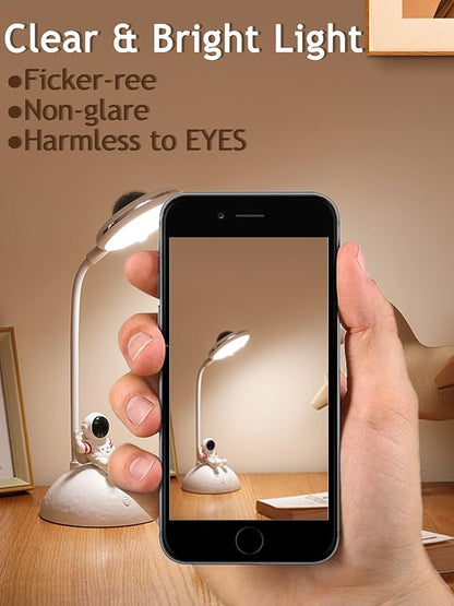 LED Desk Lamp for Kids, Star Projector Galaxy Night Light, Astronaut Cute Small Desk Lamps with USB Charging Port, Eye-Caring Study Table Lamp for Boys Bedroom, Gifts for Christmas, Birthdays