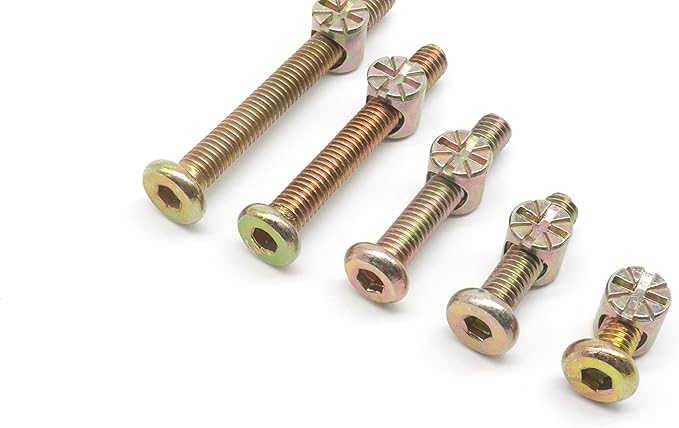 Baby Bed Screws Bolts Kit, cSeao M6 Hex Drive Socket Cap Bolts Barrel Nuts Assortment Kit, M6 x 15mm/ 25mm/ 35mm/ 45mm/ 55mm for Crib Cot Chairs, 100pcs Zinc Plated