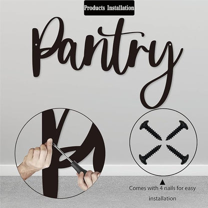 Pantry Metal Sign, Home Wall Art Decor, Black Wall Art Hanging Word Decoration For Home Outdoor Metal Sign