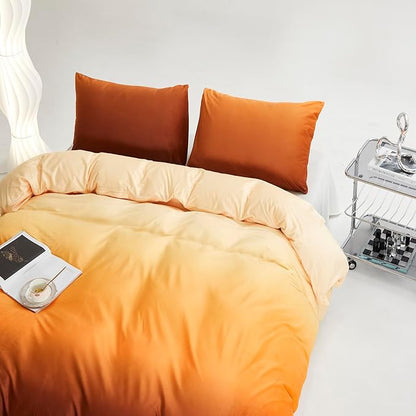Wellboo Orange Gradient Comforter Sets Queen Yellow and Orange Velvet Bedding Comforters Women Modern Plain Orange Brown Flannel Quilts Farmhouse Abstract Art Orange Plush Blanket Winter Fuzzy Bed