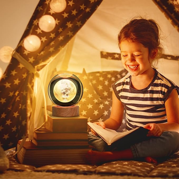 Large Crystal Ball 3D Moon Lamp Balkwan, Crystal Lamp 16 Color Changing Night Light with Remote Control for Bedroom Decor, Birthday Gift for Teens Boys and Girls, Moon Model