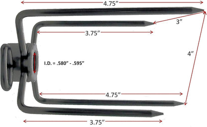 OneGrill Stainless Steel Grill Rotisserie Spit Rod Forks (Fits: 1/2 Inch Hexagon, 3/8 Inch Square, 1/2 Inch Round). 2-Pack (Includes 2 Sets)