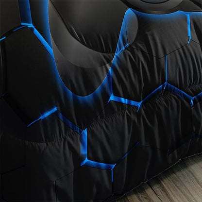 Axolotl Gamer Comforter Sets Twin,Geometric Honeycomb Gaming Bedding Sets,Video Games Comforter,Gaming Bedding Set,Game Console Comforter Set for Kids Boys Girls Teens,1 Quilt 2 Pillowcases,Blue Red