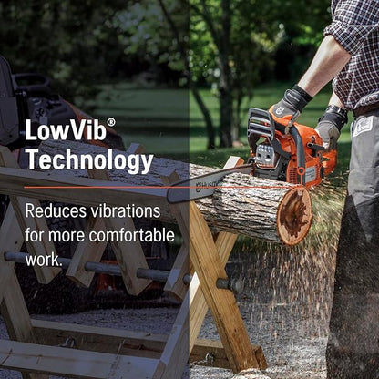 Husqvarna 445 Gas Chainsaw, 50-cc 2.8-HP, 2-Cycle X-Torq Engine, 18 Inch Chainsaw with Automatic Oiler, For Wood Cutting and Tree Trimming