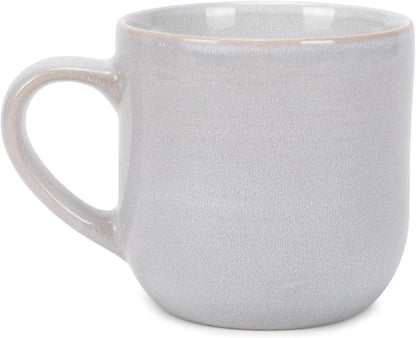 Elanze Designs Glossy Reactive Glaze Large 17 Fluid Ounce Everyday Kitchen Food Grade Ceramic Stoneware Coffee Mug Cup with Comfort Curved Handles, Set of 4, Pale Grey
