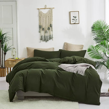 Army Green Comforter Set King Olive Green Bedding Set Dark Green Comforter Set King Men Breathable Deep Green Bedding Set Women Soft Olive Green King Size Comforter Set Skin Friendly Bedding