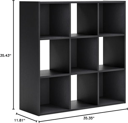 Signature Design by Ashley Langdrew Contemporary 9 Cube Storage Organizer or Bookcase, Black