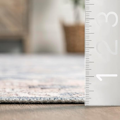 nuLOOM Shae Faded Persian Bordered Machine Washable Ultra Thin Area Rug, 8' x 10', Blue