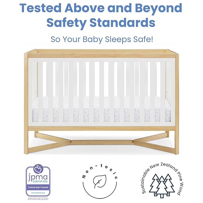 Delta Children Tribeca 4-in-1 Baby Convertible Crib, Bianca White/Natural