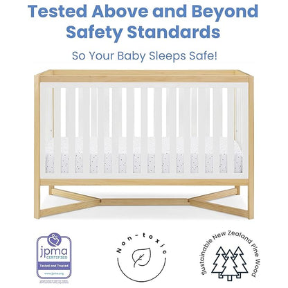 Delta Children Tribeca 4-in-1 Baby Convertible Crib, Bianca White/Natural