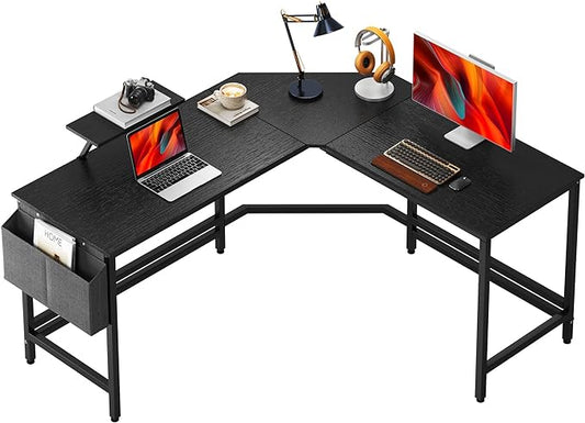 DlandHome L-Shaped Computer Desk 59 inches x 47.2 inches, Composite Wood and Metal, Home Office PC Laptop Study Workstation Corner Table with CPU Stand, CZYF-LD-1
