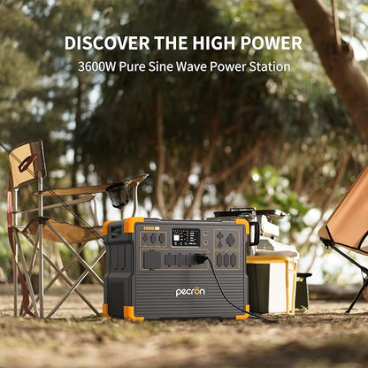 PECRON Two E3600LFP Portable Power Station with 240V Double Voltage Hub and Four Extra Batteries, 3072Wh Power Station, 3600W LiFePO4 Battery Backup, Solar Generator for Home Use, RV, Camping