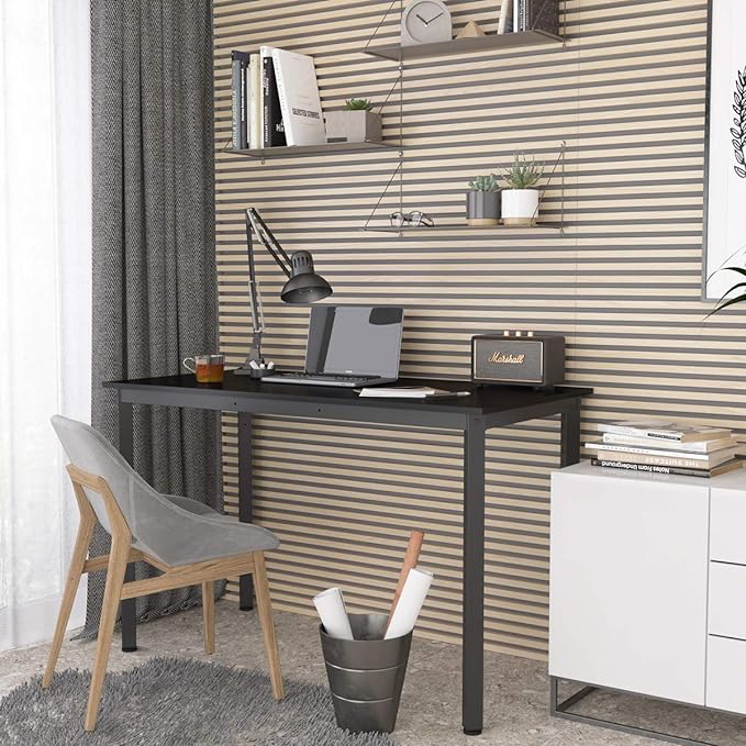 Weehom Computer Desk Home Office Writing Desk Study Laptop/Dining Table - 55 Inches Black Desk
