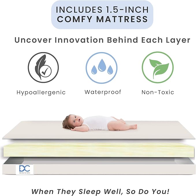 Delta Children Folding Portable Mini Baby Crib with 1.5-inch Mattress - Greenguard Gold Certified, White