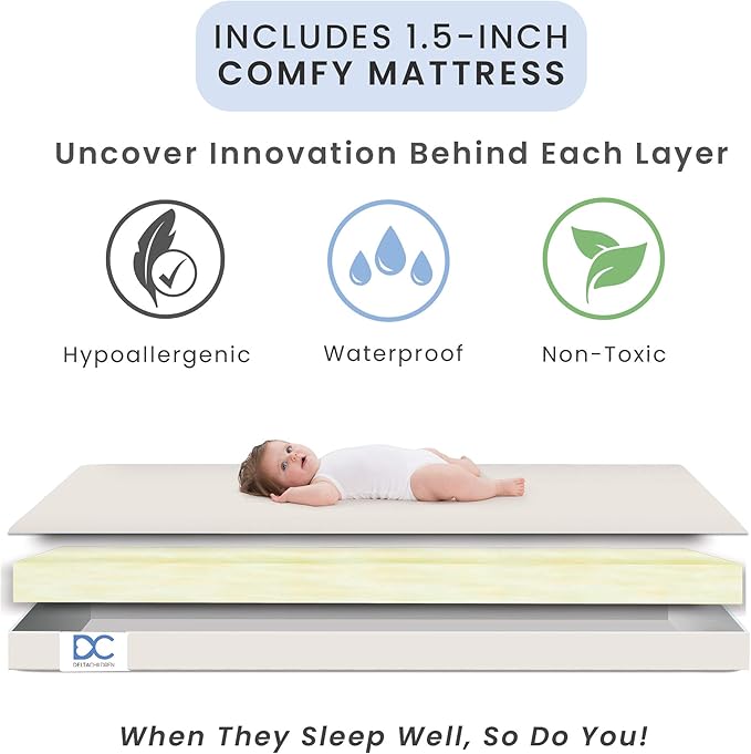 Delta Children Emery Mini Convertible Baby Crib with 2.75-inch Mattress, Dark Chocolate