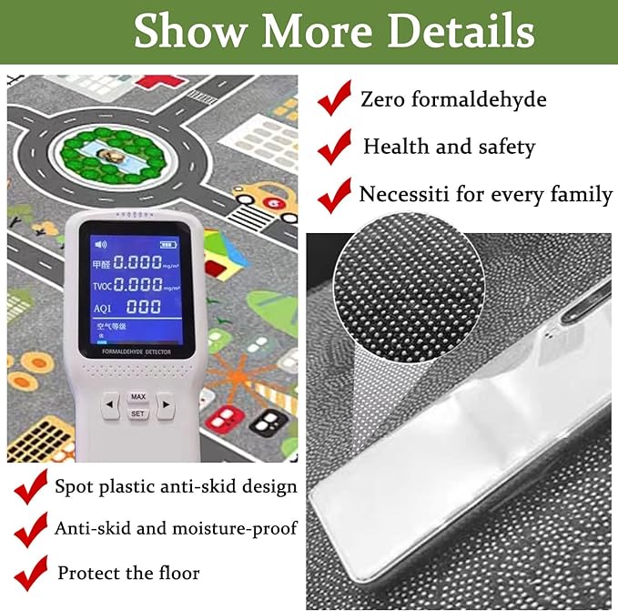 Kids Rug Play Mat Great for Playing with Cars and Toys,Educational Kid Road and Traffic City Life Carpet,Children Baby Fun Throw Rug for Bedroom Play Room,71X106Inch/180X280CM