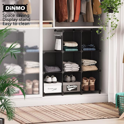 16 Cubes Storage Organizer, Bookcase, Display Shelf with Wooden Mallet, Cabinet Storage for Kids, Adult, Office, Bedroom, Bathroom, Black