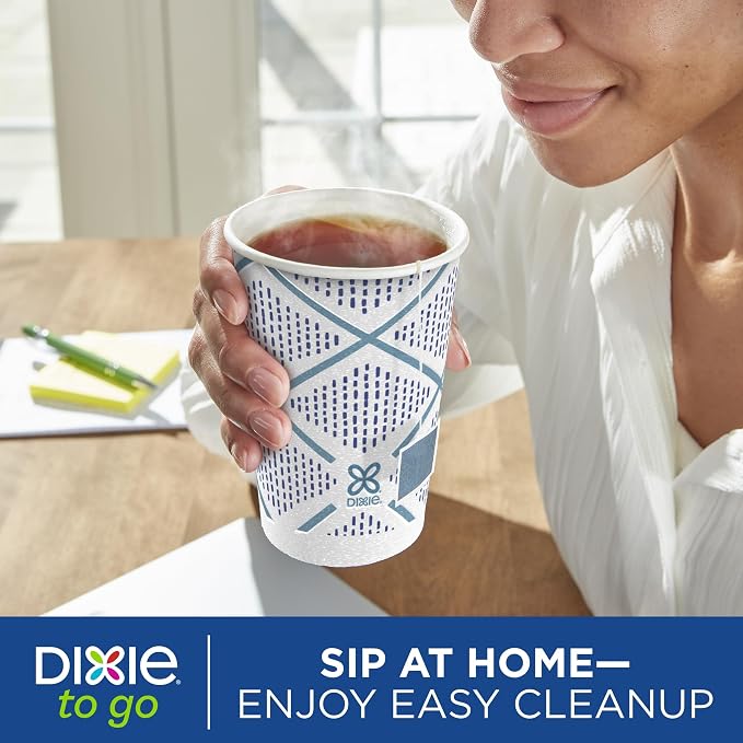 Dixie To Go Paper Coffee Cups With Lids, 12 oz, 14 ct, Disposable Insulated Paper Cups for On-The-Go Hot or Cold Beverages | Medium