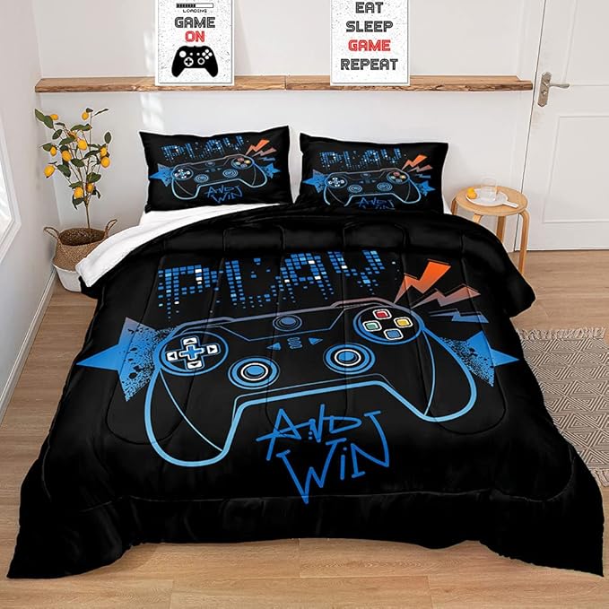 Gaming Comforter for Boys Teen,Game Contoller Bedding Set for Boys Kids,Down Alternative Comforter for All Season,Gamer Home Decor for Boys Comforter Set (Comforter-Game21, Twin)