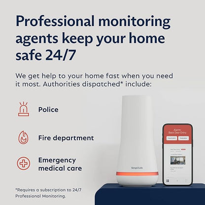 SimpliSafe 8 Piece Wireless Home Security System - Optional 24/7 Professional Monitoring - No Contract - Compatible with Alexa and Google Assistant , White