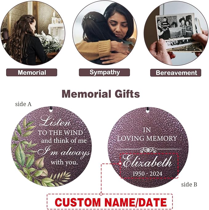 ASTARIN 36" Large Deep Tone Personalized Sympathy Wind Chimes, Memorial Wind Chime for Loss of Mother Father Loved One, Bereavement Gifts Decor Outdoor Patio Garden Graveyard