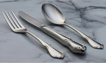 Oneida Silverware Set, Chateau Fine Flatware Dinner Forks Set, Service For 4, 18/10 Stainless Steel Forks, Rust Resistant, Dishwasher Safe, Long Fork, Home & Kitchen Eating Utensils (Silver, 4 Piece)