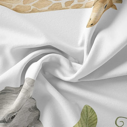 Elephant Giraffe Monkeys Comforter Twin Size,Wild Animals Kids Comforter Set,3Pcs Bedding Set Printed Comforter with 2 Pillowcases,Down Alternative,Soft and Lightweight,for All Seasons