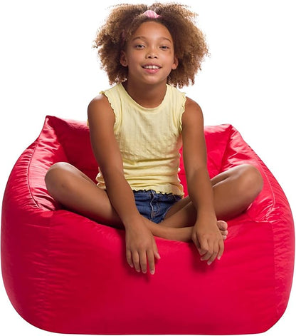 Posh Creations Structured Comfy Seat for Playrooms and Bedrooms, Large Bean Bag Chair, Coronado Chair, Red