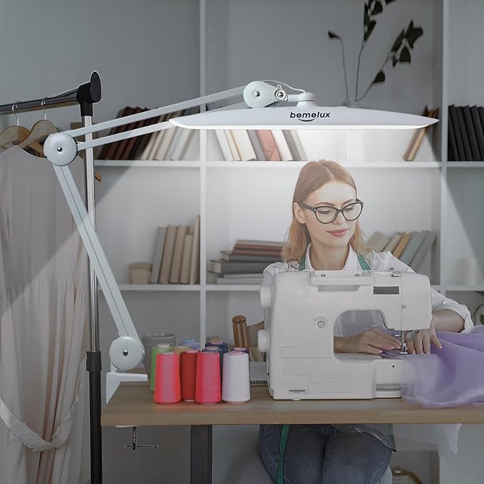LED Desk Lamp with Clamp, Dimming Task Lamp for Reading Desktop Office Workbench Table Architect Sewing Study Home Craft, Bright 117PCS LEDs, 2200 Lumens 20 Inch Metal Swivel Arm Work Lamp