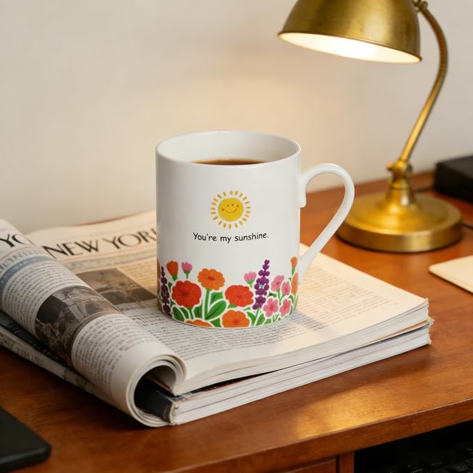 Lovfit Garden Color Changing 12oz Ceramic Coffee Mug | Heat Sensitive You are My Sunshine Cup, Sunflower Birthday Gift for Women Friends Family, Home Office Use