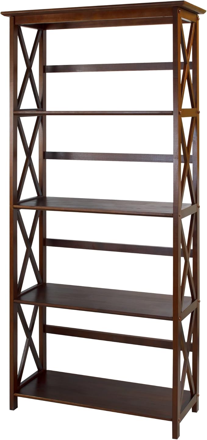 Casual Home Montego 5-Shelf Bookcase, Walnut (New)