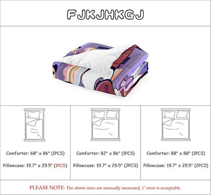 African American Black Girl Twin Bedding Set, Twin Bed Comforter Sets for Girls Black Girl Magic Comforter Set Purple Twin Size Cute 2 Piece Quilt Set, 1 Comforter + 1 Pillowcase