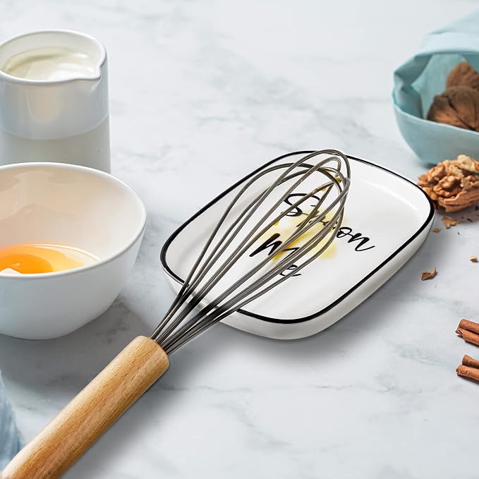 Ceramic Spoon Rest for Stove Top, Large Spoon Holder for Kitchen Counter, Coffee Spoon Rest, Heat-Resistant Cooking Utensil Rest, Modern Kitchen Decor, Set of 2
