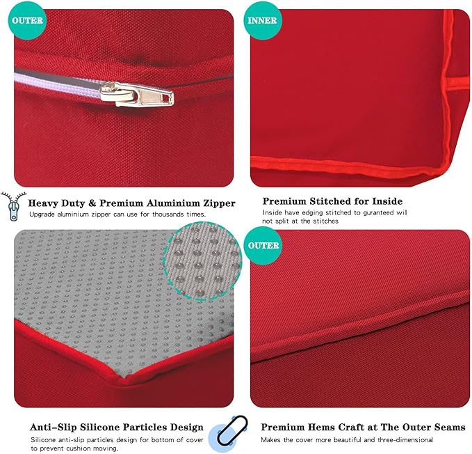 ClawsCover 14Pack Outdoor Seat and Back Cushions Replacement Covers Fit for 7Pieces 6-Seater Wicker Rattan Patio Furniture Set Sectional Couch Chair,Red-Include Cover Only (Large)