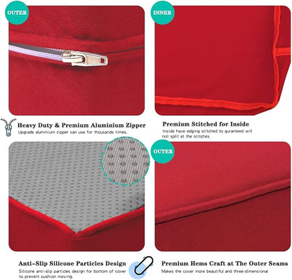ClawsCover 14Pack Outdoor Seat and Back Cushions Replacement Covers Fit for 7Pieces 6-Seater Wicker Rattan Patio Furniture Set Sectional Couch Chair,Red-Include Cover Only (Large)