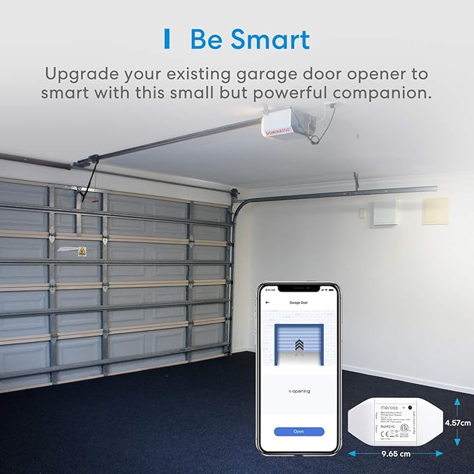 meross Smart Garage Door Opener Remote, APP Control, Compatible with Alexa and SmartThings, Multiple Notification Modes, No Hub Needed