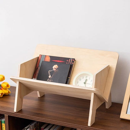Wooden Tilted Tabletop Bookshelf， Kids Bookcase， Rustic Desktop Storage Organizer Display Bookshelf， Wooden Tabletop Tilted Bookcases for Books， CDs