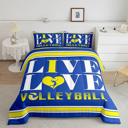 Feelyou Kids Volleyball Comforter Set Twin Size Sports Game Bedding Set for Boys Girls Teens Bedroom Decor Volleyball Player Comforter Women Men Sports Theme Duvet Set with 1 Pillow Case