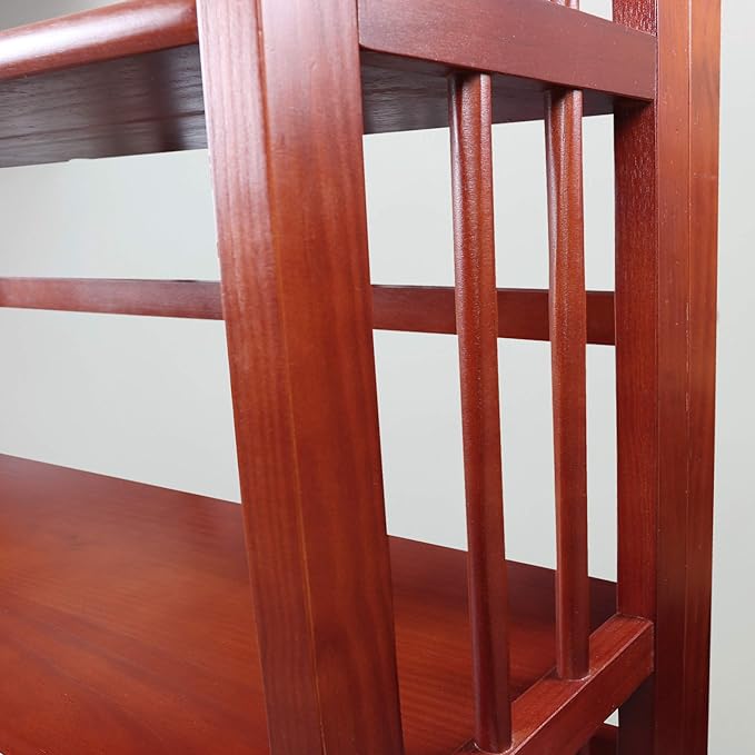 Casual Home 3-Shelf 27.5" Wide Folding Stackable Bookcase, Mahogany (New)