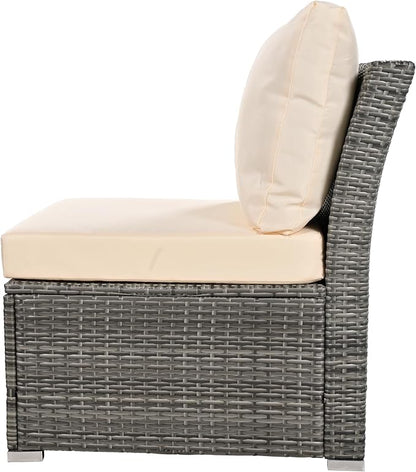 9 Pieces Outdoor Furniture All Weather Patio Sectional Sofa PE Wicker Modular Conversation Sets with Coffee Table and Storage Ottoman, Onesize, Ze-Grey