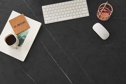 Kaboon Universal Tabletop 45.67"x23.62", Solid One-Piece Melamine Table Top, Double Desk L-Desk DIY, Home and Office,Cloud Atlas/Black Marble