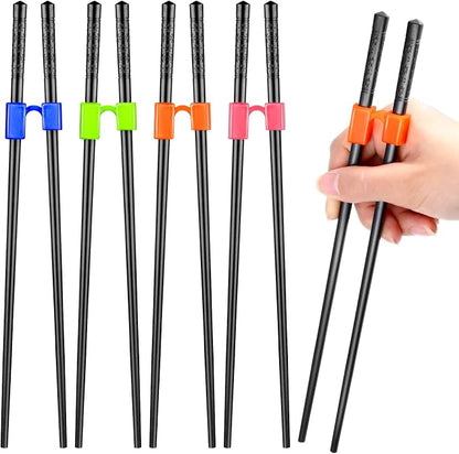 5 Pairs Reusable Chopsticks Helpers Training Chopstick for Beginner Replaceable Practice Chopsticks Non-slip Training Chopstick for Adults Learner(Polymer,Black)
