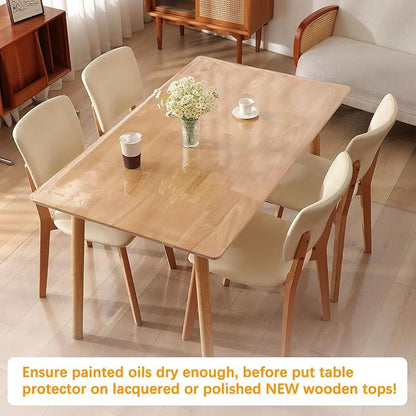 48 x 86 Inch 4FT Clear Plastic Dining Table Protector Tablecloth Desk Pad Mat Wooden Furniture Coffee Glass End Side Bar Table Cloth Top Protection Countertop Cover Waterproof Rectangular PVC Vinyl