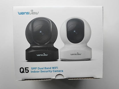 wansview Security Camera, IP Camera, WiFi Home Indoor Camera for Baby/Pet/Nanny, 2 Way Audio Night Vision, Compatible with Alexa, with TF Card Slot and Cloud, Q5 (Black, 5MP)
