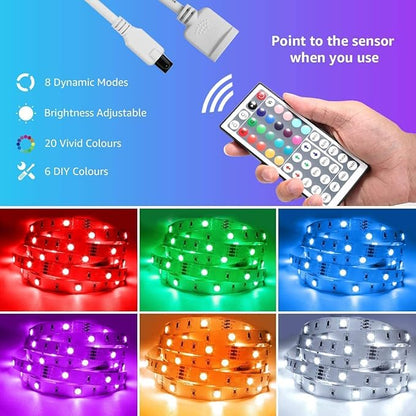Lepro 65.6ft LED Strip Lights, Ultra-Long RGB 5050 LED Strips with Remote Controller and Fixing Clips, Color Changing Tape Light with 12V ETL Listed Adapter for Bedroom, Room, Kitchen, Bar(32.8FTX 2)