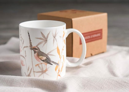 Maison d' Hermine Coffee Mug with Handles Tea Cups (15 Ounce, Pack of 1) | Fine Bone China Coffee Mugs for Hot Beverages Cappuccino Latte Home Spring Summer -Meadow Florals - Beige - Meadow Sunrise
